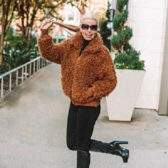 Teddy Bear Jacket Faux Fur Sherpa Bomber Jacket WILD FABLE Size Small NWT